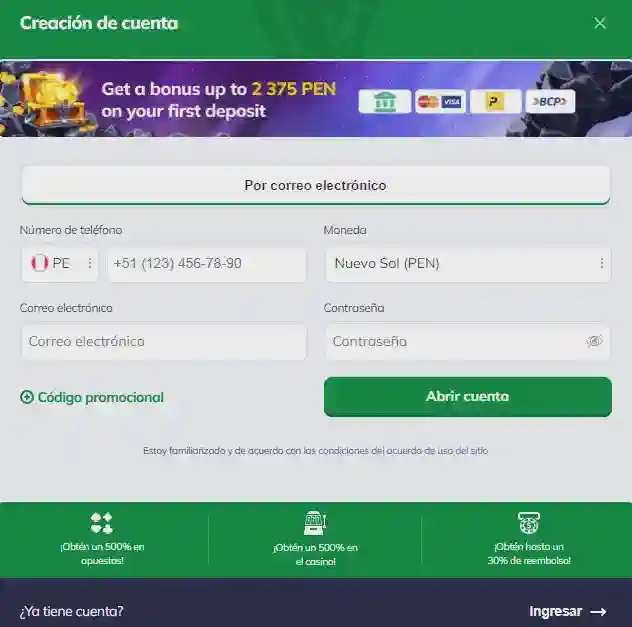 Bono de Bienvenida en Valor Casino